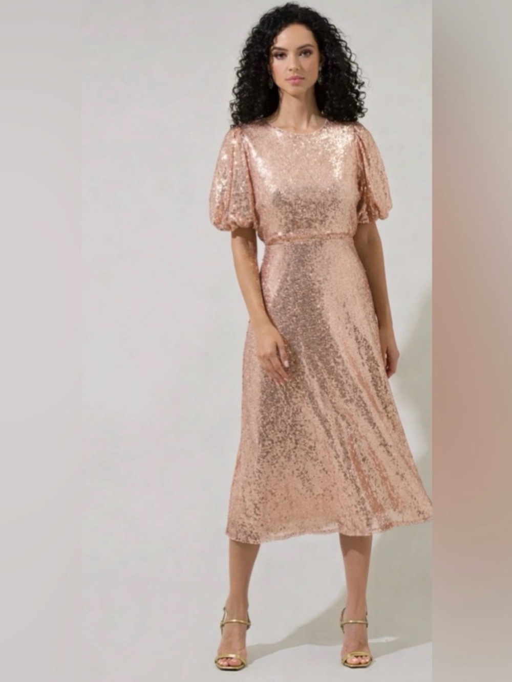Sugarlips Rose Gold Sequin Kelsea Dress - Picture 1 of 6